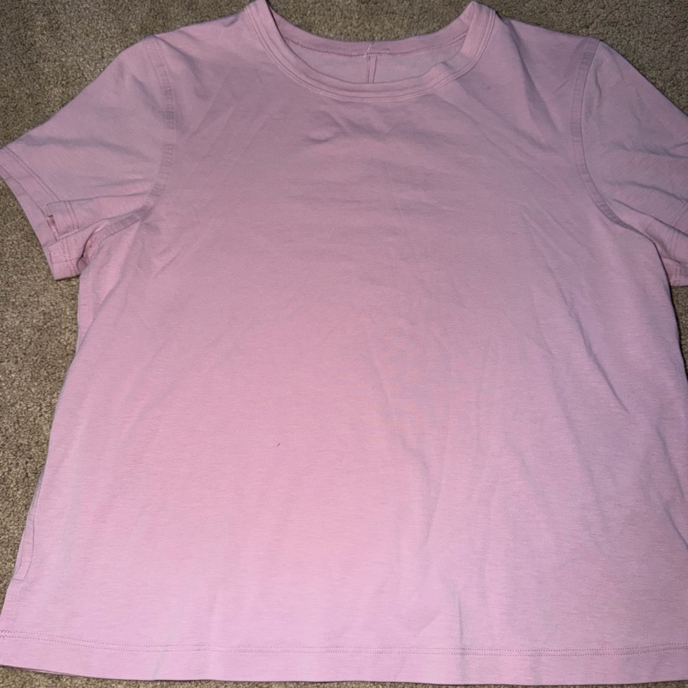 Lululemon S/S Cates Crop Tee T-shirt Relaxed Fit Pink Blossom Size 4